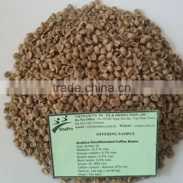 VIETNAM DECAFFEINATED COFFEE BEANS GRADED 1, SREEN 16 photo-2