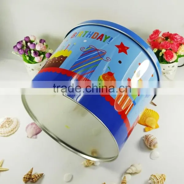 Wholesale Food Safe Round Shape Metal Packing Popcorn Use Tin Box photo-3