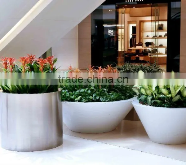 FO-9003 Round Stainless Steel Flower Pots Garden Decoration