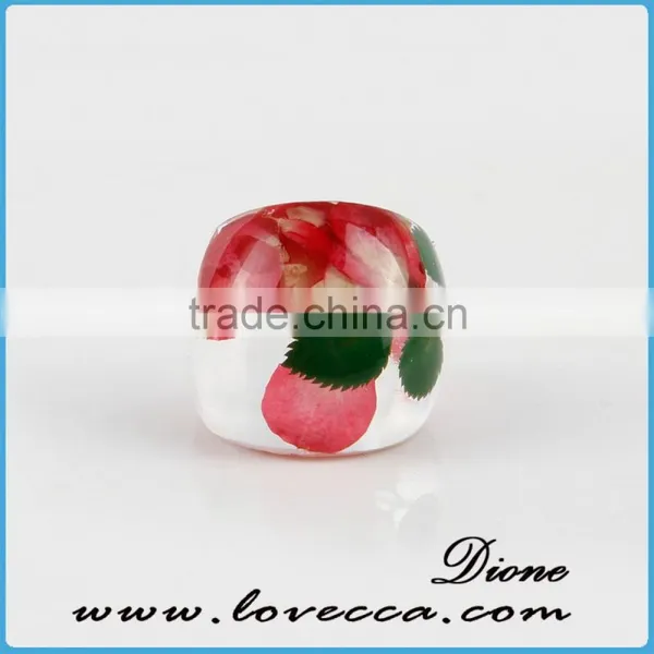 Rose Flower Resin Ring Newest Deisgn Clear Resin Rings Jewelry photo-4