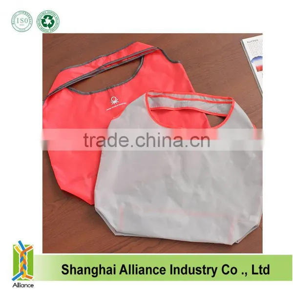 Cheap Reusable Colorful 190T Nylon Foldable Shoulder Shopping Bags With Pocket photo-4