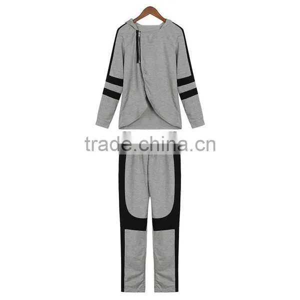 Two Piece Set Women Tracksuits Sportsuit 2016 Autumn Ladies Zipper Split Hooded Sweatshirts photo-3