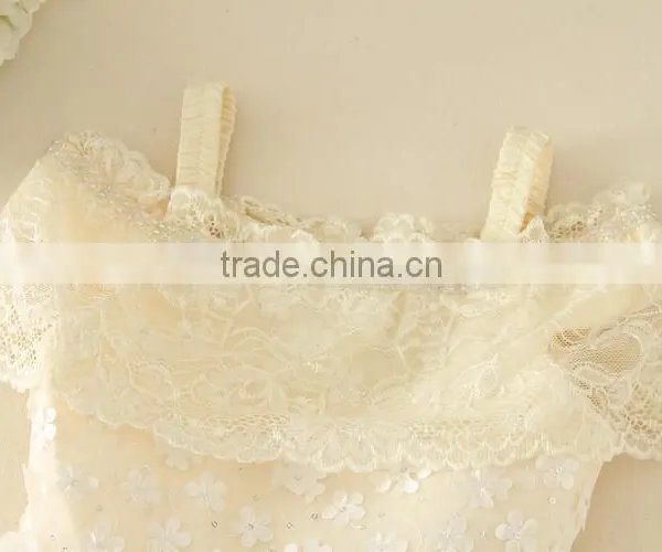 2017 Baby Girl Party Dress Children Frocks Designs Lace Sexy Harness Apricot Lovely Cotton Net Birthday Party Dresses photo-3