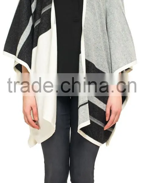 Women Knitted Pattern Fashion Cashmere Poncho Shawl photo-3