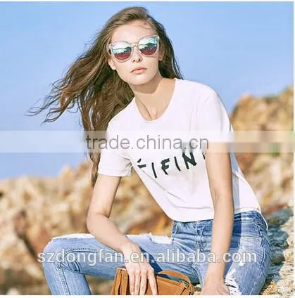 Wholesale High Quality Women Tops and Blouses Summer Clothing Loose Fashion Women Wear Printing Plain Cotton T-shirts