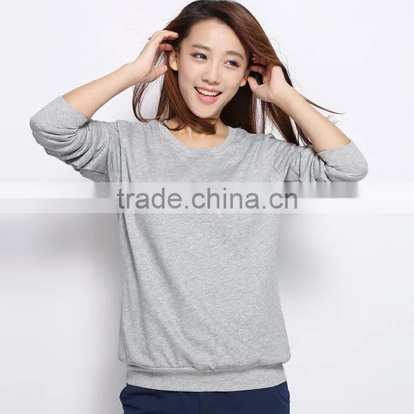 2016 Autumn Long Sleeve Round Neck Cotton Sweatshirt and Hoodies for Women Casual Pure Color Blank Sweatshirt for Women photo-5
