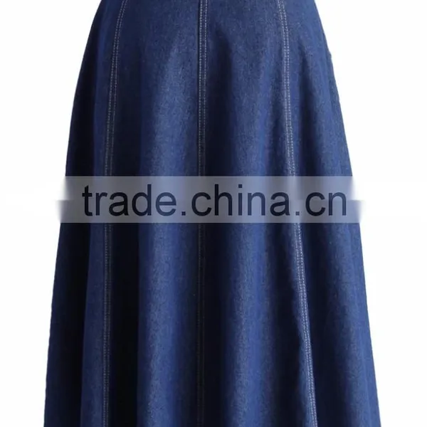 100%Cotton Belt Loops Waist Sexy Jean Skirt Women A-line Denim Skirt 2016 photo-3