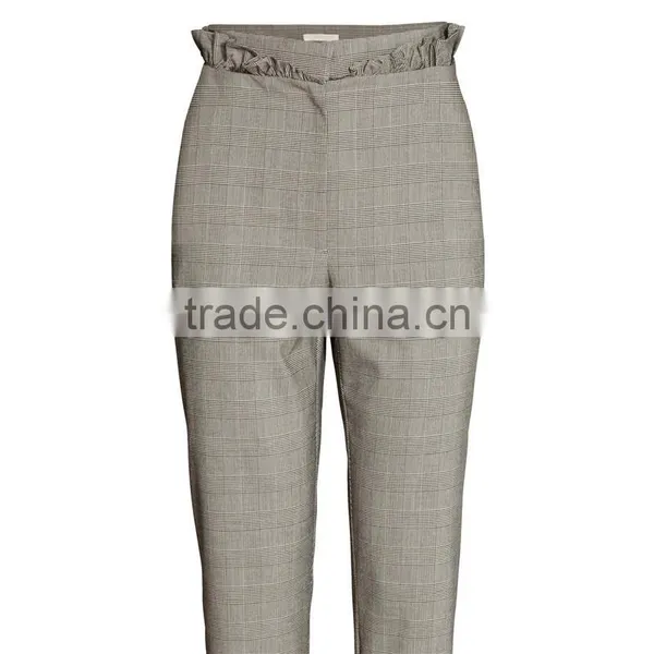 Summer Ankle-length Frill Trousers Woven Women Slacks photo-2