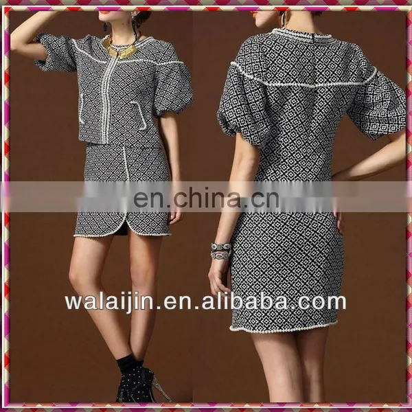 Elegent short sleeve beaded ladies uniform suits