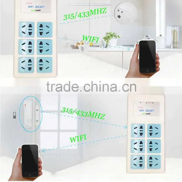 APP Remote Control 3 Outlets 6 Plugs Extension Home Alarm Smart WiFi Power Socket Compatible With 16pcs 315Mhz OR 433Mhz Sensors photo-2