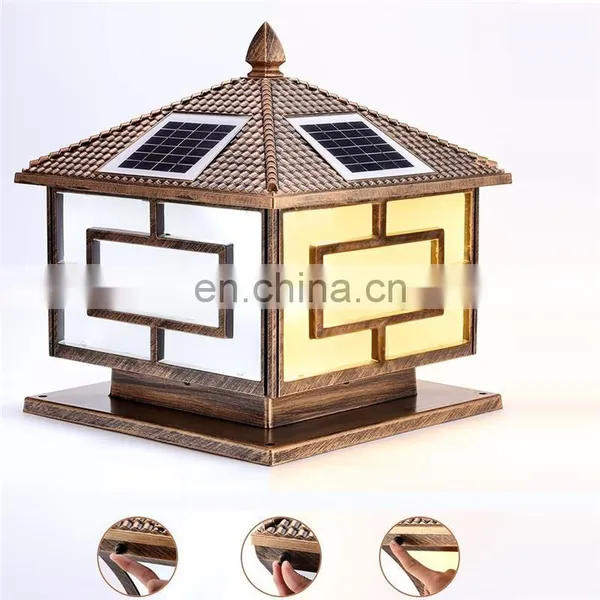 Outdoor Golden Black Decorative Lighting Gate Pillars Solar Lights LED photo-5