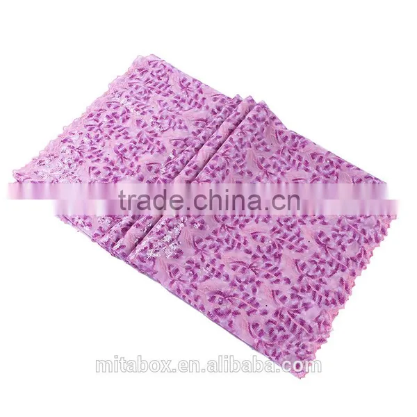 African Organza Lace With Sequins Handcut Lace Fabric OG0184Purple photo-3