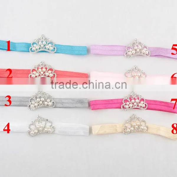 European Kids Headbands New Arrival Baby Girl Pearls Crown Headbands Infant Baby Elastica Hair Bands photo-2