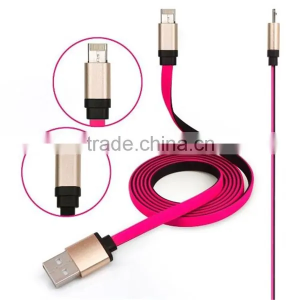 Real 2 in 1 Noodle Data Link Micro USB Charger IOS Cable photo-4