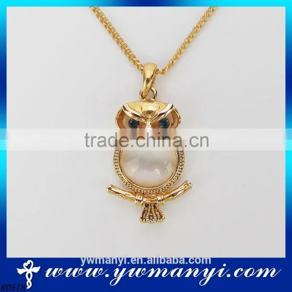 Fashion New Design Gold Pendant Opal Owl Npendant With Chain