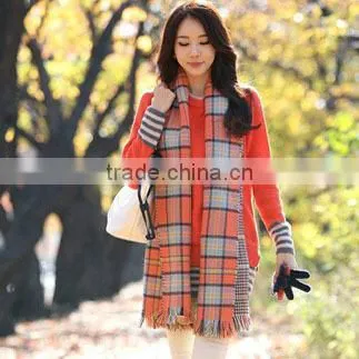 England Oversized Scarf Color Double-sided Plaid Scarf Tippet photo-6