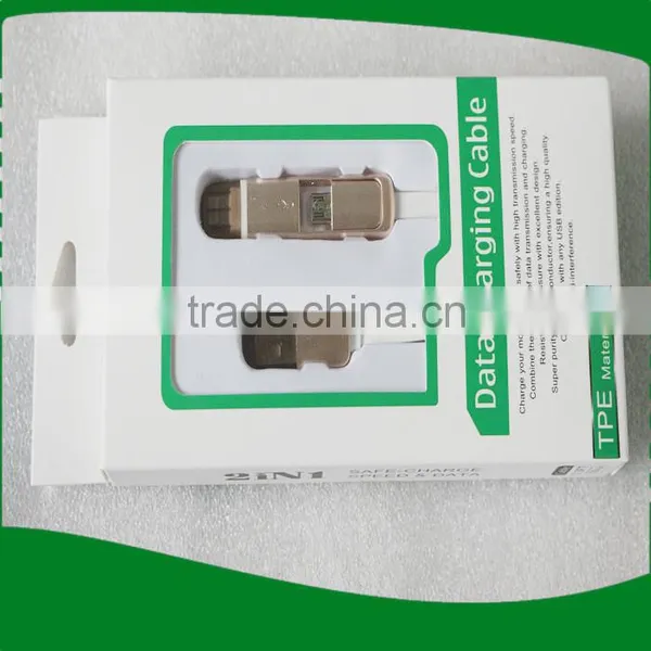 2 in 1 Sync Data Micro Usb Cable for Iphone5/6s,1M Flat Noodle Line photo-6