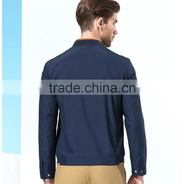 Navy Blue Casual Polyester Jacket Regular Fit Full Sleeves Jacket photo-2