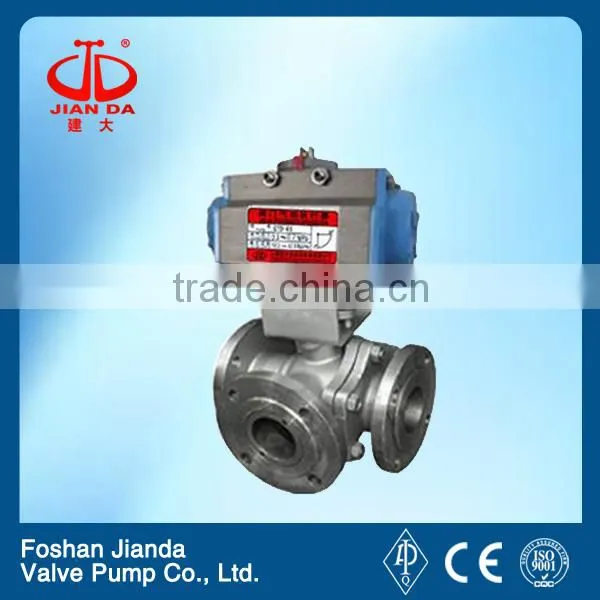 6 Inch Pneumatic Control Flange End Stainless Steel 3 Way Ball Valve