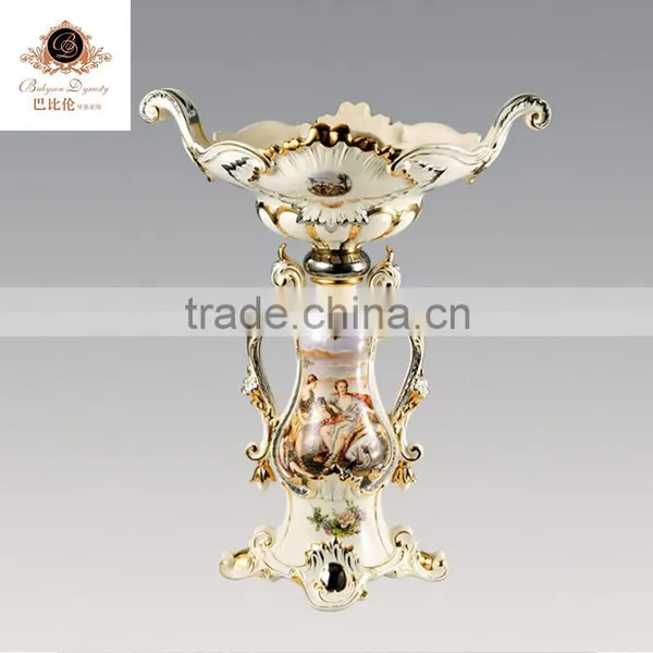 Luxury Ceramic European Hand Painted Decorative 16"flower Vase Pot photo-4