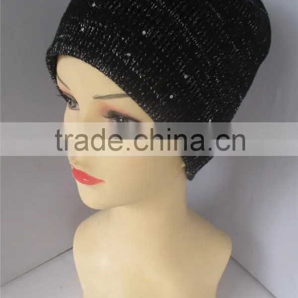 Crystal Decoration Soft Acrylic Custom Design cc Beanie Wholesale photo-2