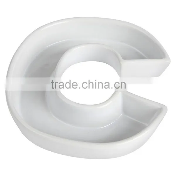 White Ceramic C Letter Candy Dish