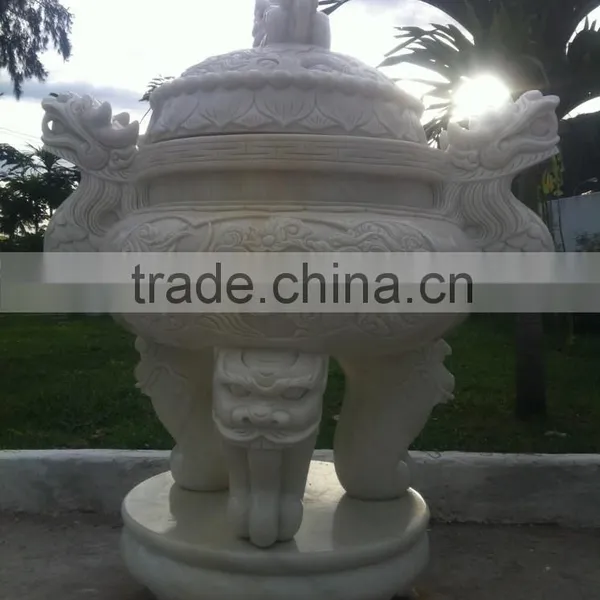 Hand Sculpture Carving Stone Marble Large Censer Thurible photo-2