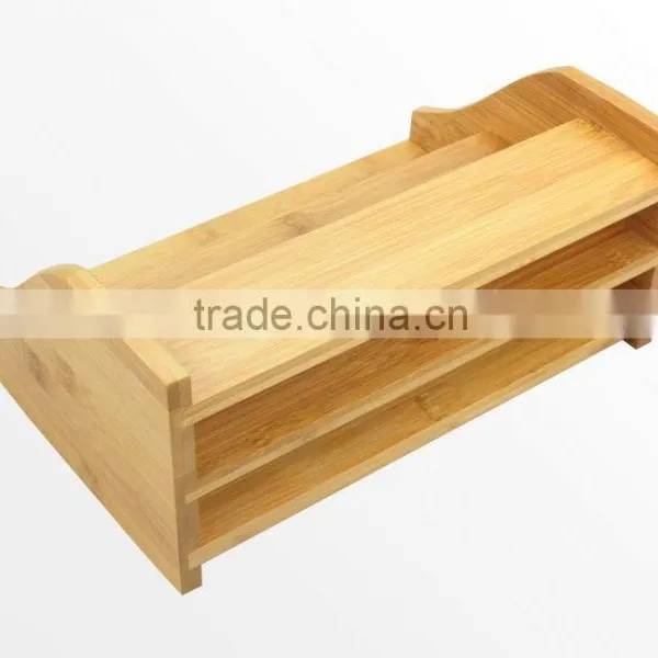 Desktop Envelope Holder Paper Rack Bamboo 3 Step Shelf Organiser photo-3
