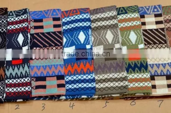 Stock Item Unisex Knitted Jacquard Scarf Withou Fringes Yiwu Scarf