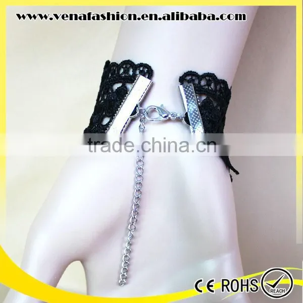 Bat Hanging Hallowmas Bracelet, Gothic Slave Bracelet With Ring photo-5