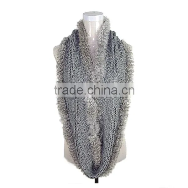 Women Rabbit Fur Wrap Knitting Fur Wrap/fur Scarf KZ140031