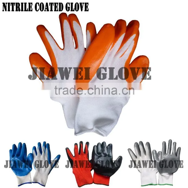 13 Gauge White Nylon Glove With Orange Nitrile Coated Orange Nitrile Coated White Nylon Work Glove/Guantes De Latex A05