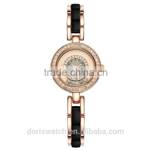 High Quality Alloy and Acrylic Band Shiny Diamond Fashion Bracelet Ladies Watch photo-4