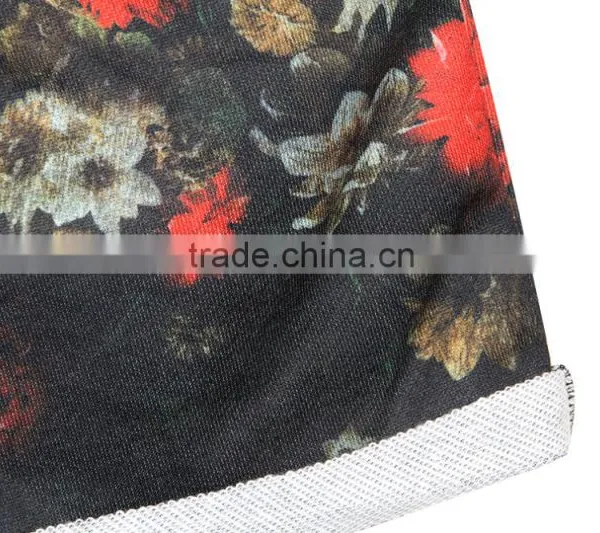 2015 Women Shorts Sublimation Print Flowers Running Shorts Elastic Waist N16-2 photo-4