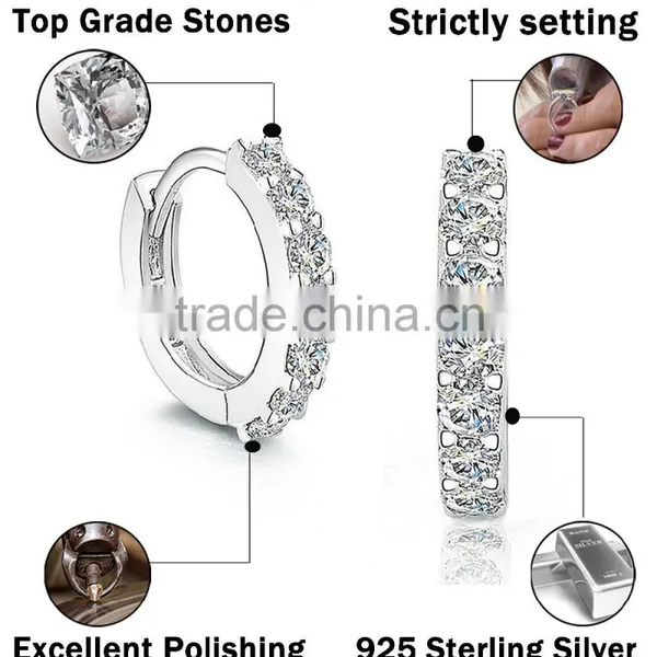 925 Sterling Silver Mini Zircon Paving Setting Earrings for Women photo-2