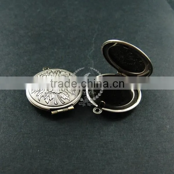 27mm Vintage Style Antiqued Silver Flower Photo Locket Pendant Charm DIY Supplies 1113026 photo-3