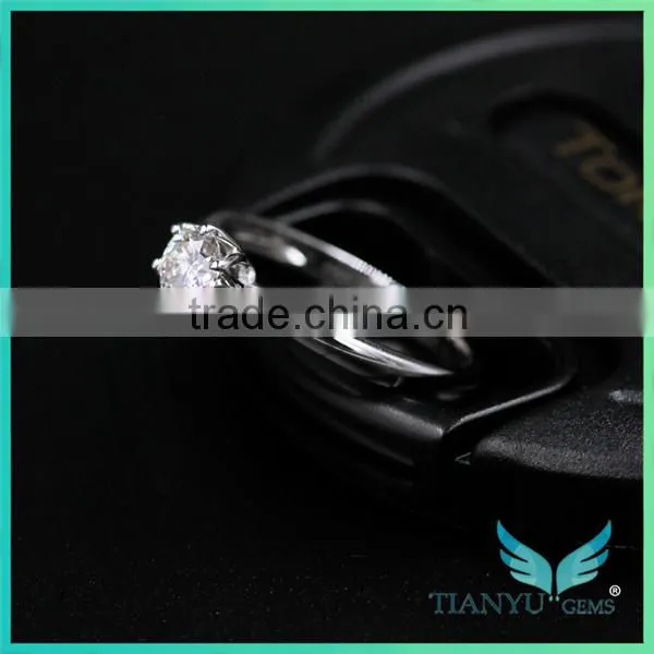 Wholesale New Style 14 K White Gold Engagement Ring 4.5mm Round Cut Moissanite Diamond Wedding Ring photo-3