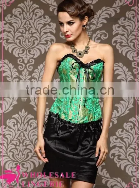 Sexy Brocade Fabric Corset Srapless for Mature Women photo-4