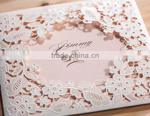 White Silk Tie Laser Cut Wedding Invitation Card photo-3
