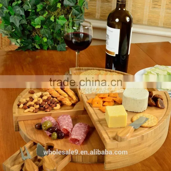Newest Design Rotatable Bamboo Cheese Cutting Board With Cheese Tools photo-6