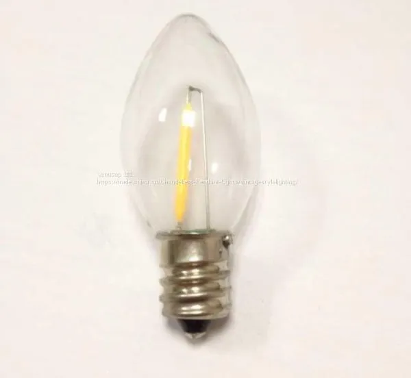 Dimmable Led Filament Candlebra Bulb 1W E12 Candle Light String Use 2700K C7 Led Bulb