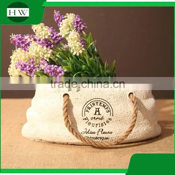 Printemps Creative Countryside Simulation Pocket Handbag Fancy Decoration Vase With Rope photo-5