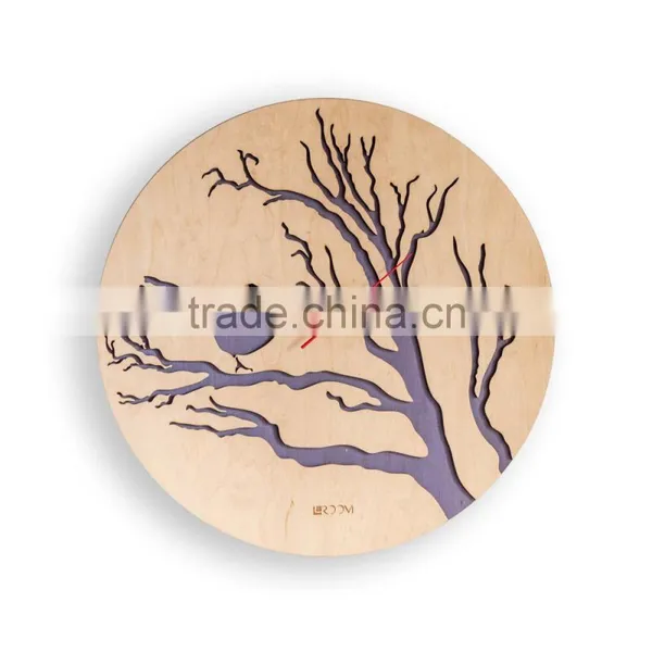 Modern Wall Clock "Bird", Large Wall Clock, Wooden Clock, Wood Decor White Bird Interior, Plywood, Handmade Clock photo-3