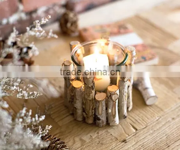 Vintage Chic Wooden Wicker Candle Holder Light Holder Christmas photo-3