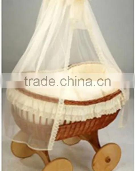 Handmade Wicker Doll Pram Baby Sleeping With Handles photo-6