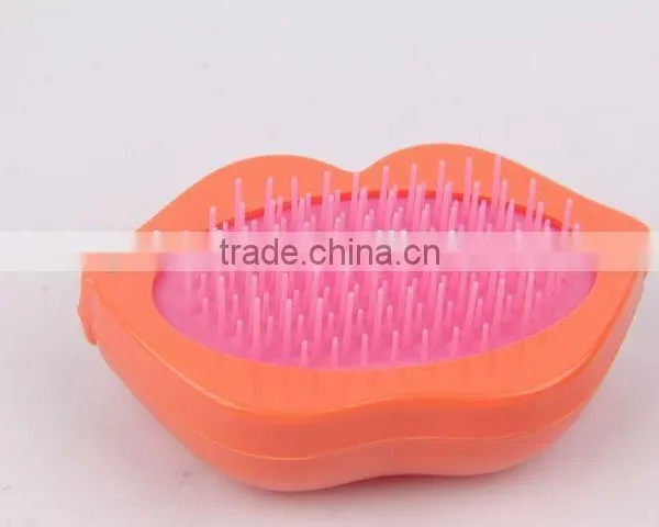Lip Shaped Plastic Massage Comb With Mirror/hair Brush photo-2