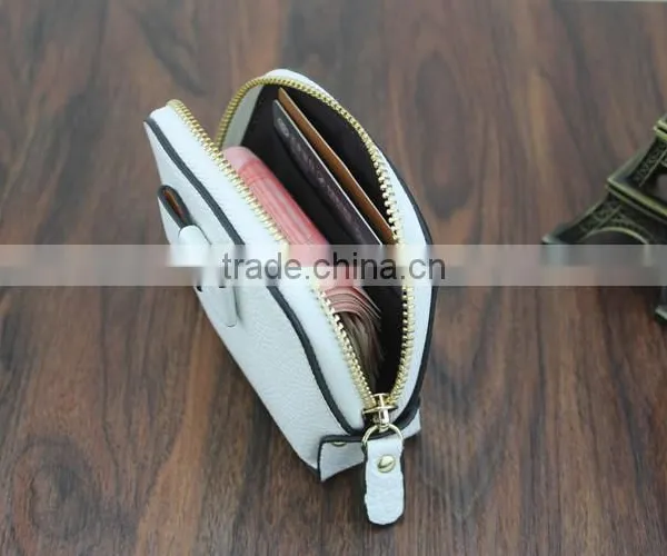 First Genuine Leather Bow Leather Purse Makeup Cosmetic Bag Shell photo-5