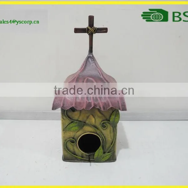 Cross On House Shaped Hanging Metal Bird Feeder Window Bird Feeder Stand photo-2