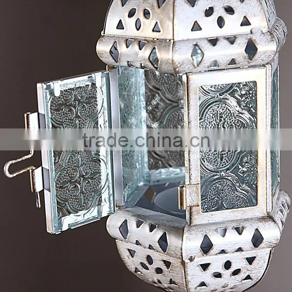 Morocco Europe White Iron Candlestick Hanging Ornaments Holders Multi Color Glass Wedding Candle Holder Free Shipping photo-5
