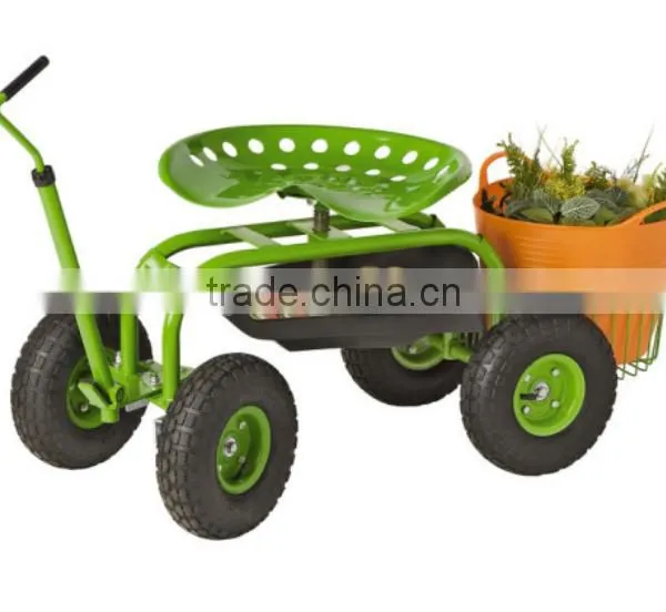 TC4501D Rolling Garden Work Seat Cart With Bucket Basket TC4501D photo-2